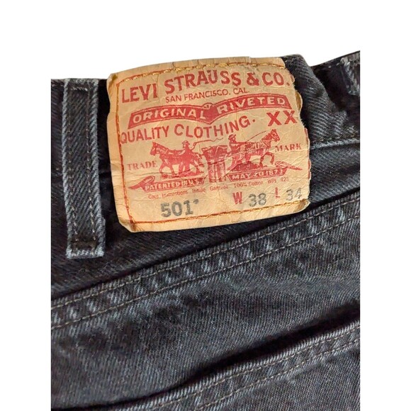 Levi’s 501 XX Button Fly 100% Cotton Black Denim Jeans 38X34 Y2K - Picture 8 of 11